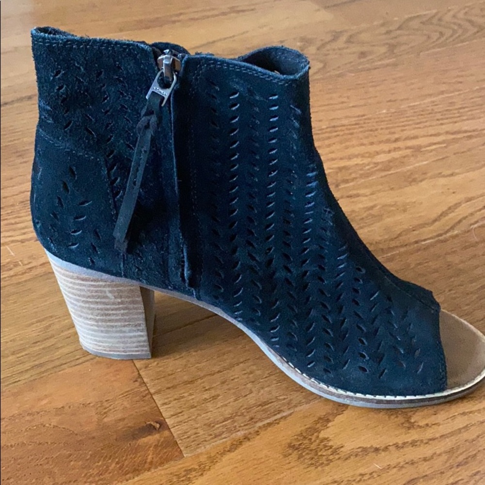 Majorca Suede Peep Toe Bootie - Picture 4 of 5